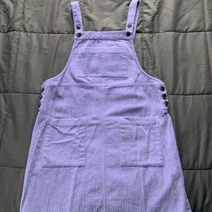 Cute Lavender Corduroy Overall Dress with Pockets